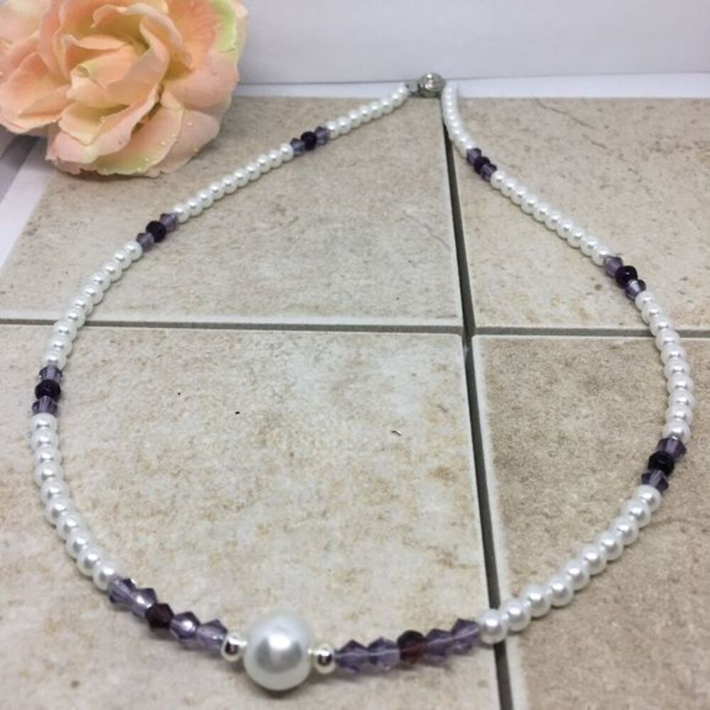 Gorgeus Purple Crystal and Pearl Necklace.